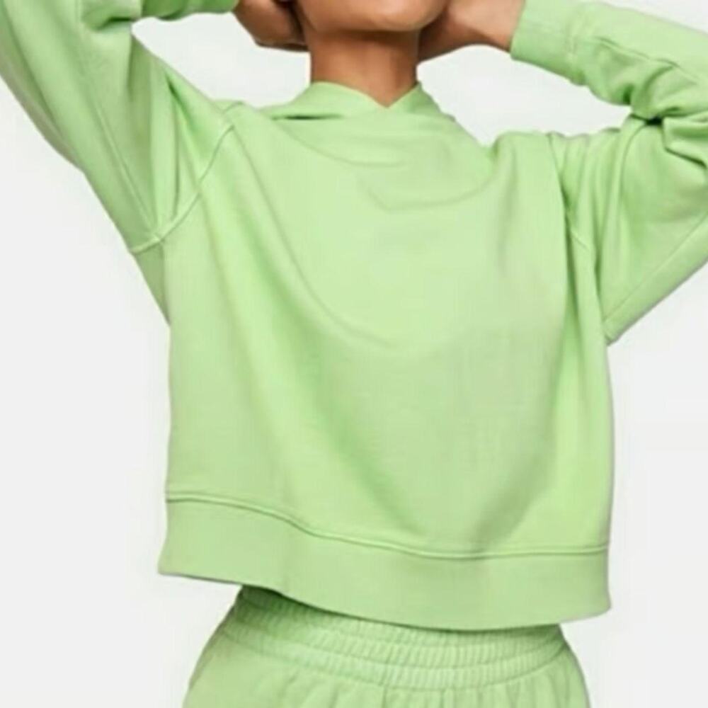 Outdoor Voices Cotton Terry Cropped Hoodie Apple Neon Green Sweatshirt Size S